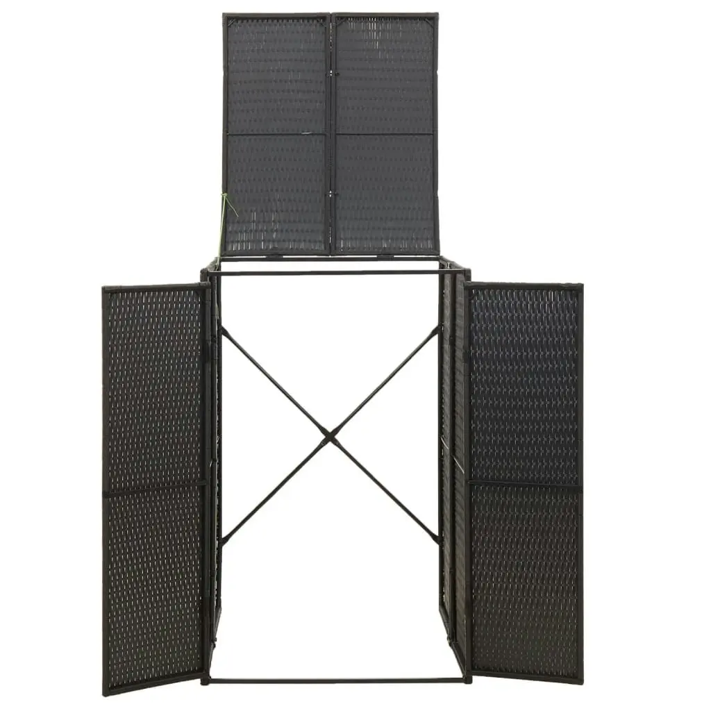 Single Wheelie Bin Shed Black 70x80x117 cm Poly Rattan 319860