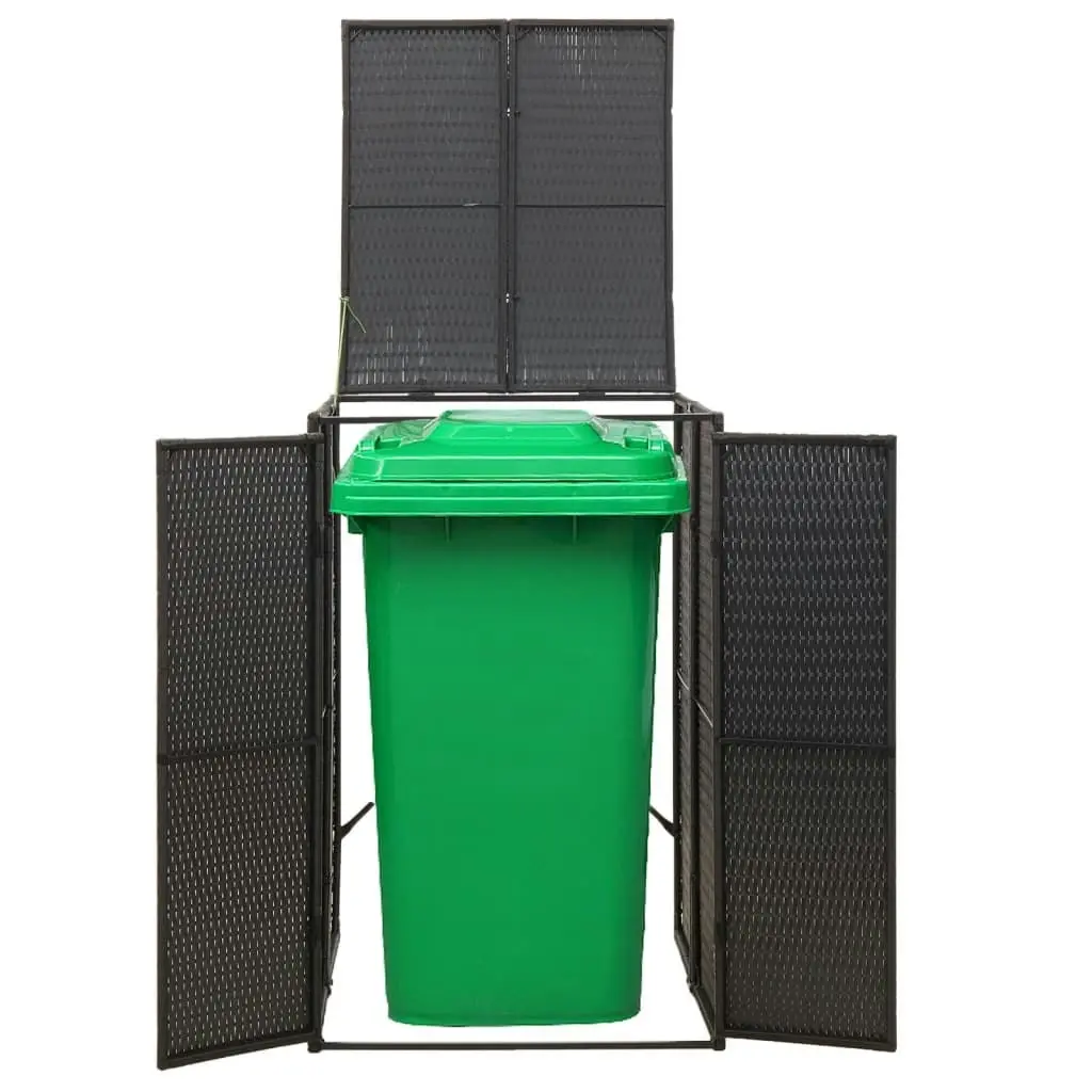 Single Wheelie Bin Shed Black 70x80x117 cm Poly Rattan 319860