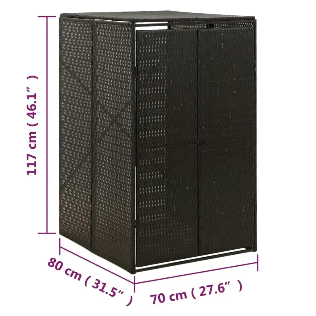 Single Wheelie Bin Shed Black 70x80x117 cm Poly Rattan 319860