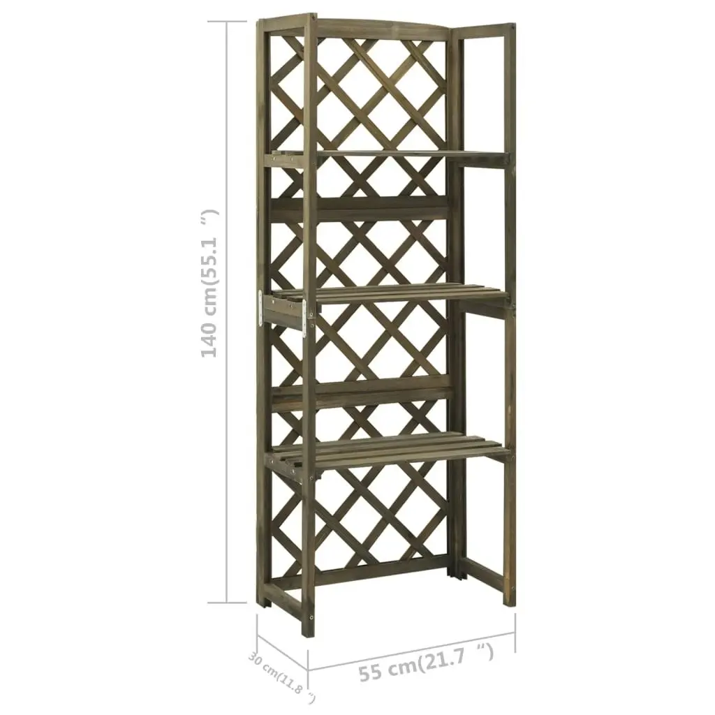 Trellis with Shelves Grey 55x30x140 cm Solid Fir Wood 316410