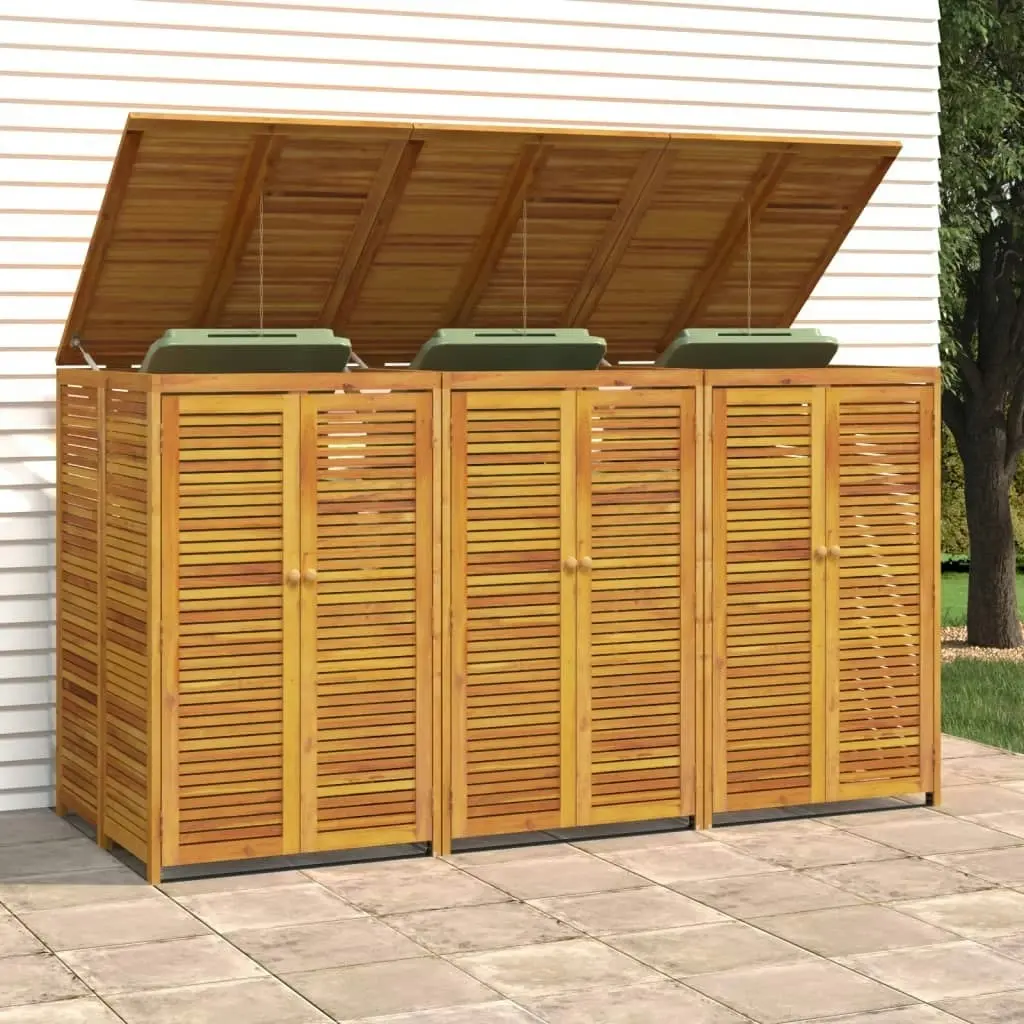 Triple Garbage Bin Shed 210x89x117 cm Solid Wood Acacia 3155240