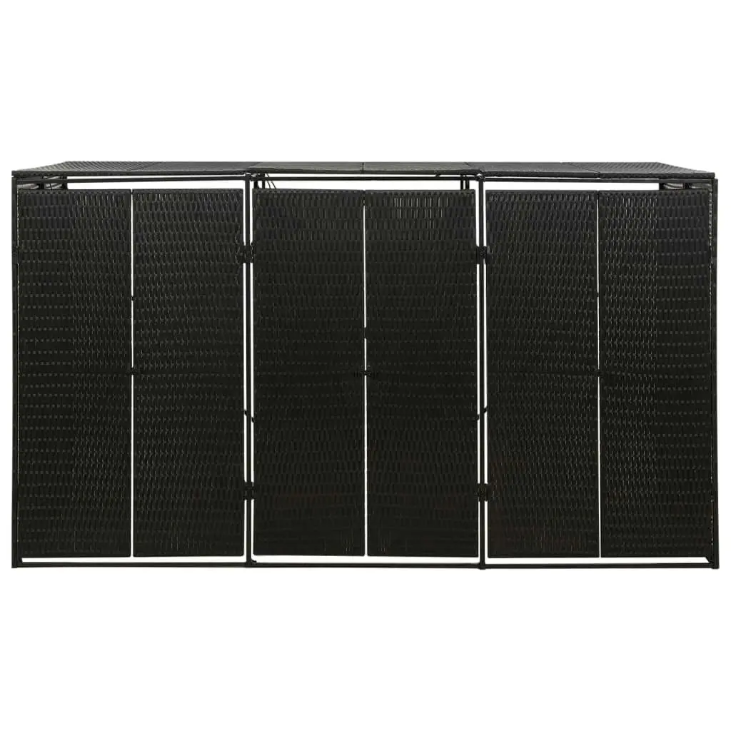 Triple Wheelie Bin Shed Black 207x80x117 cm Poly Rattan 319862