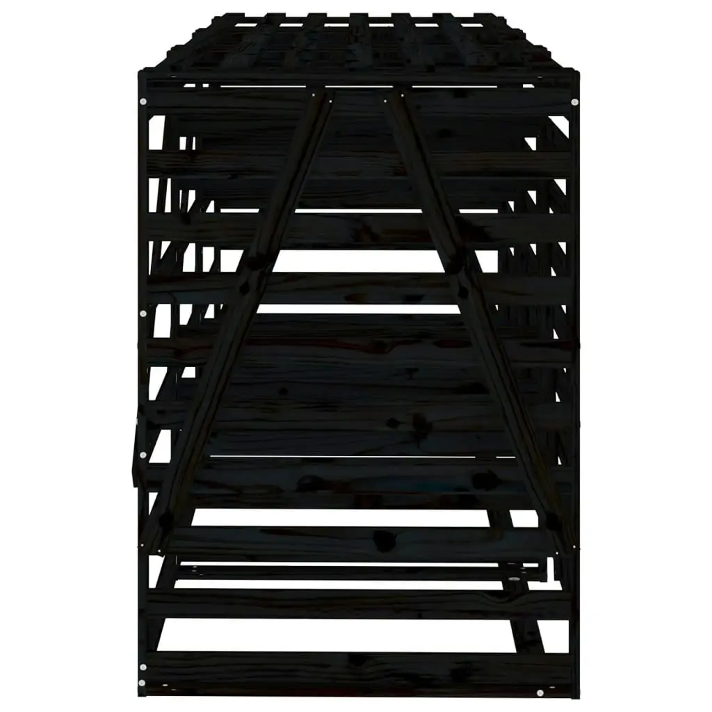 Triple Wheelie Bin Storage Black Solid Wood Pine 3157695