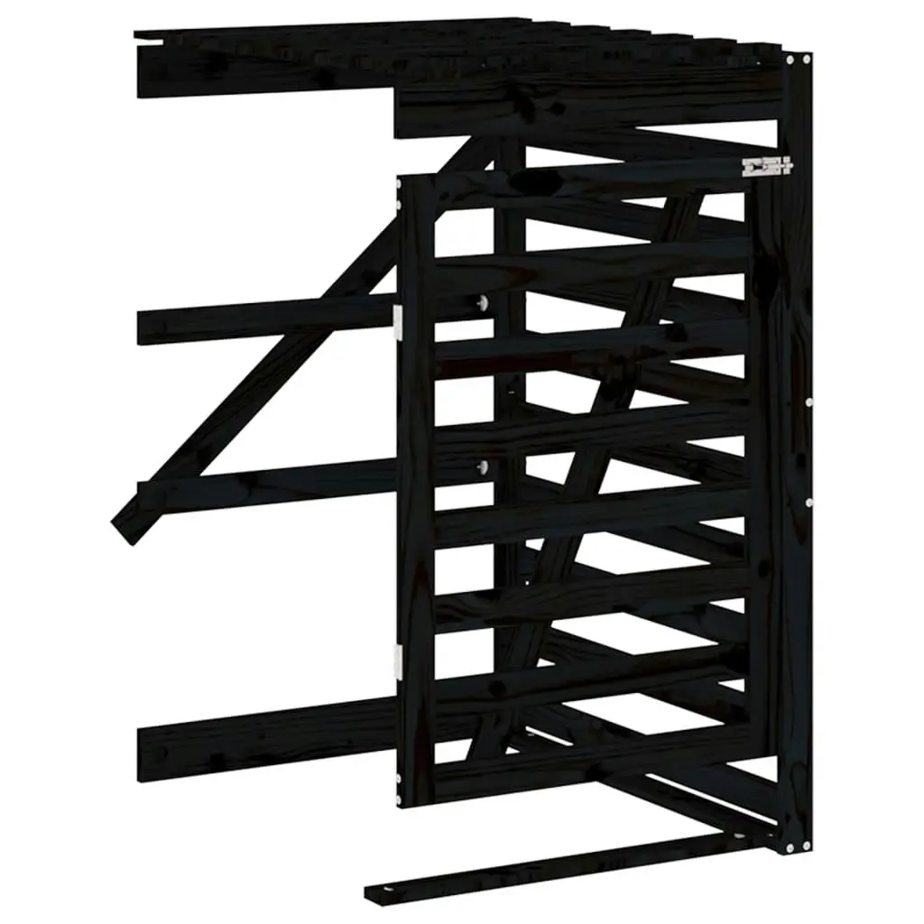 Triple Wheelie Bin Storage Black Solid Wood Pine 3157695