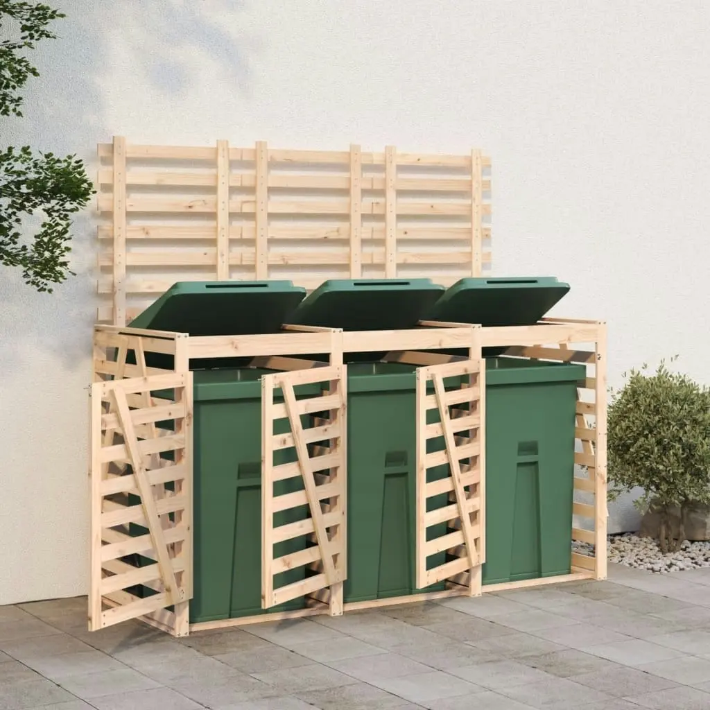 Triple Wheelie Bin Storage Solid Wood Pine 3157691