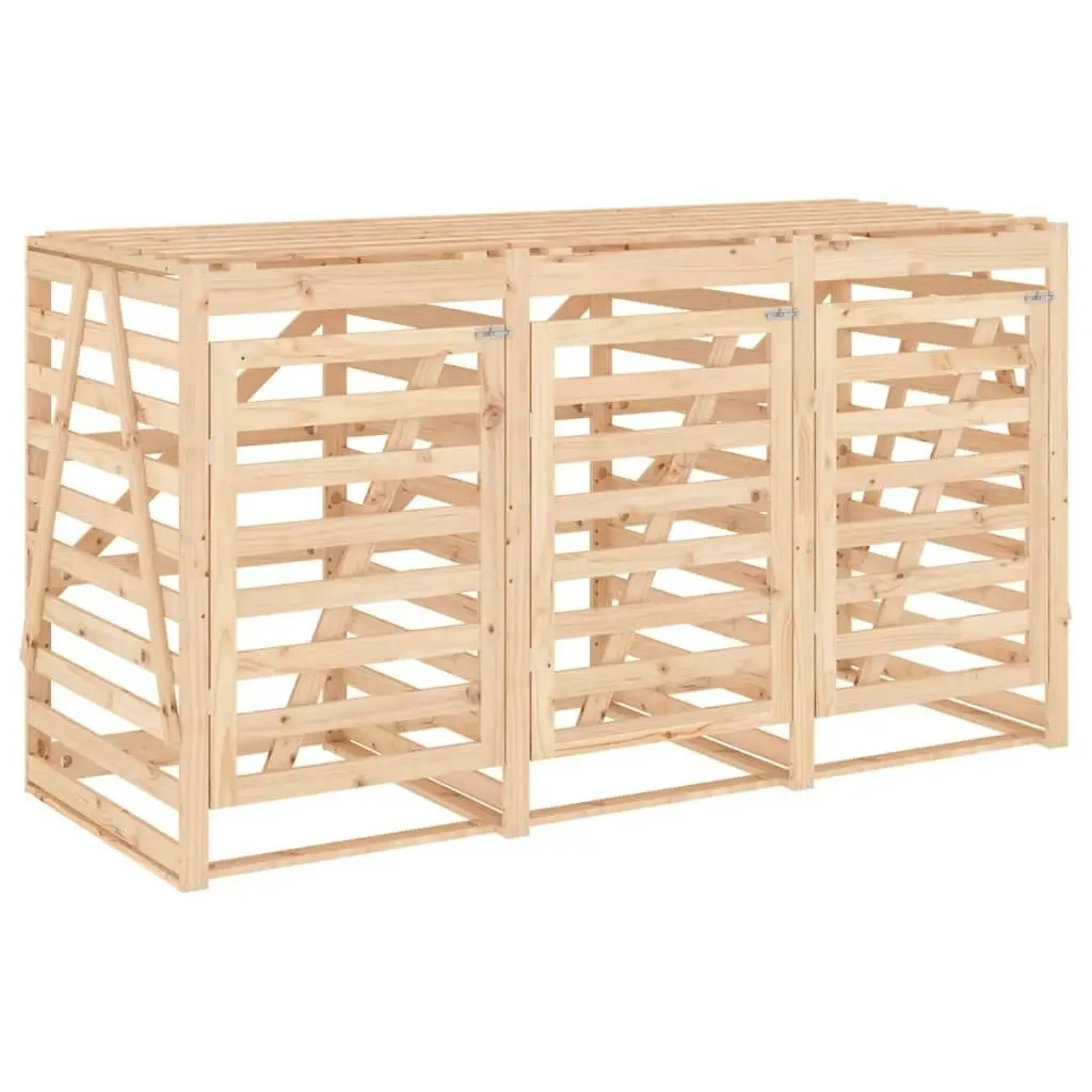 Triple Wheelie Bin Storage Solid Wood Pine 3157691