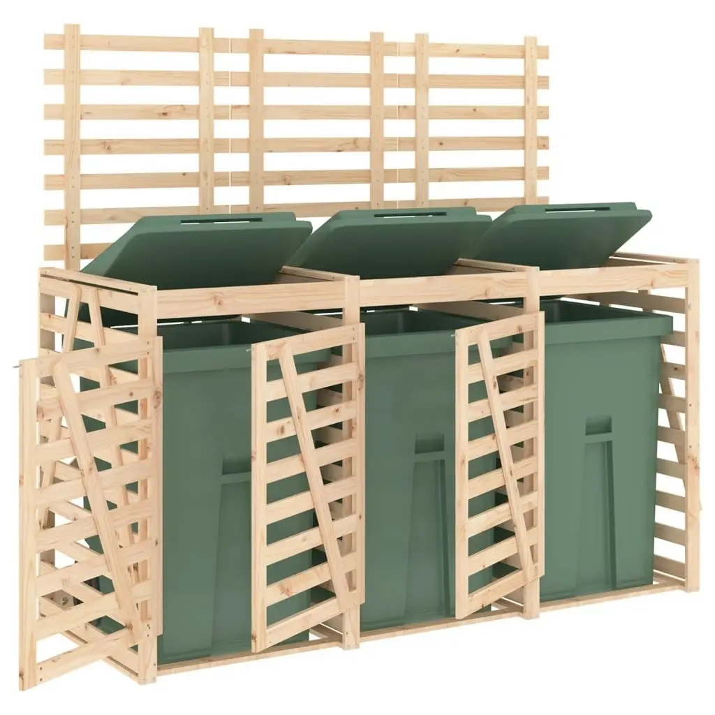 Triple Wheelie Bin Storage Solid Wood Pine 3157691