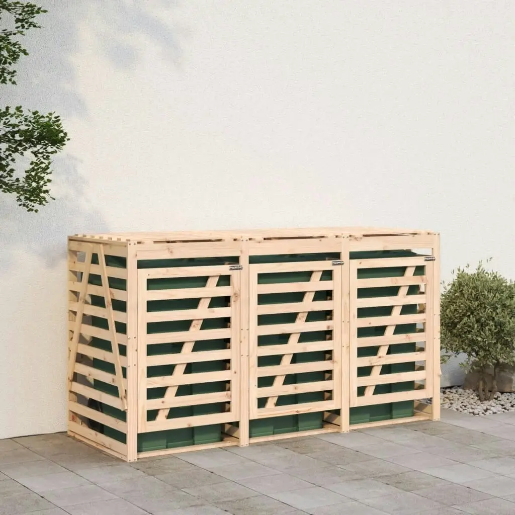 Triple Wheelie Bin Storage Solid Wood Pine 3157691