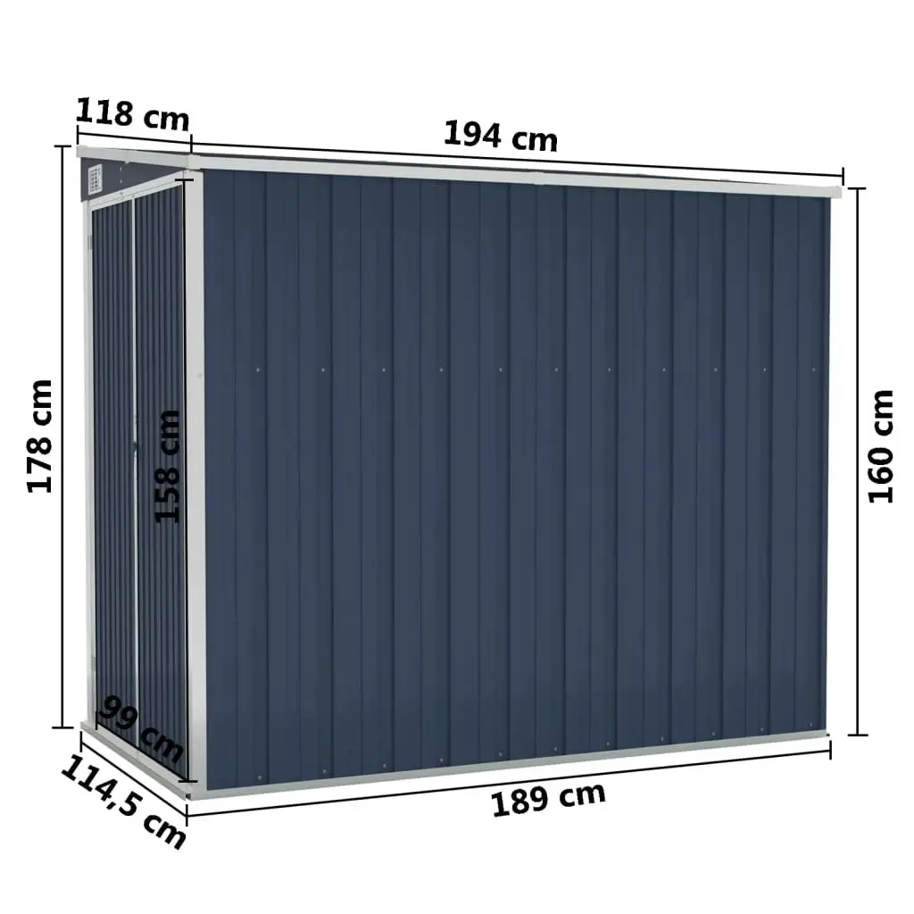 Wall-mounted Garden Shed Anthracite 118x194x178 cm Steel 316223