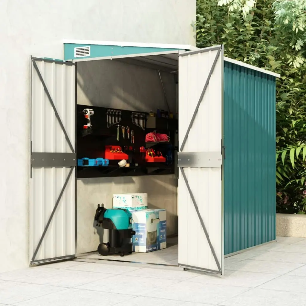 Wall-mounted Garden Shed Green 118x194x178 cm Galvanised Steel 316221