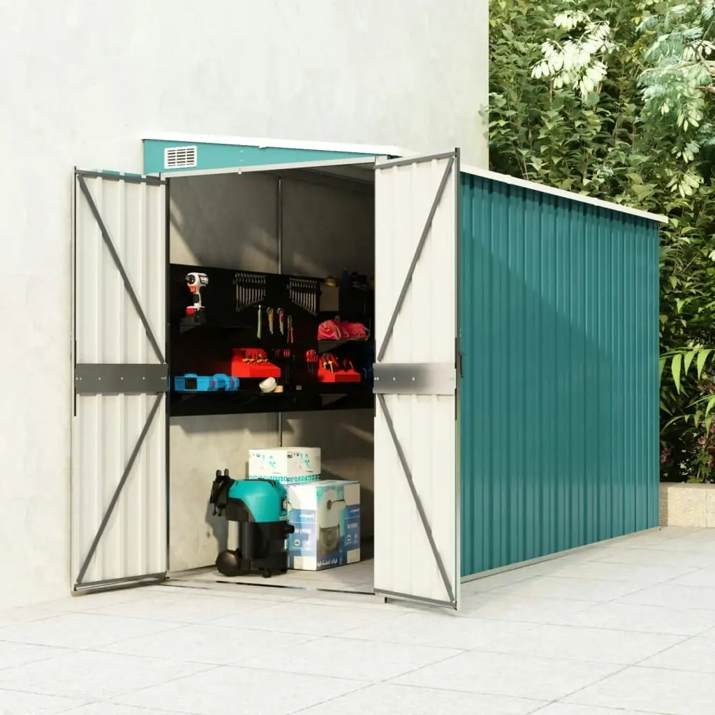 Wall-mounted Garden Shed Green 118x288x178 cm Galvanised Steel 316225