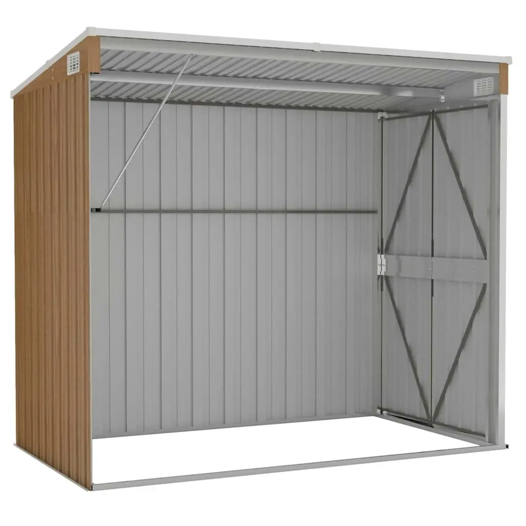 Wall-mounted Garden Shed Brown 118x194x178 cm Galvanised Steel 316224