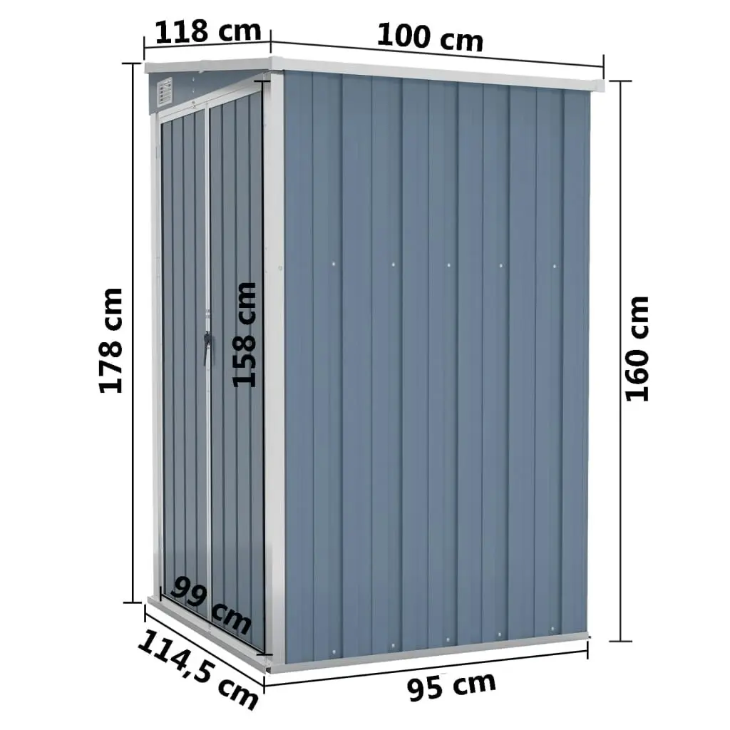 Wall-mounted Garden Shed Grey 118x100x178 cm Galvanised Steel 316218