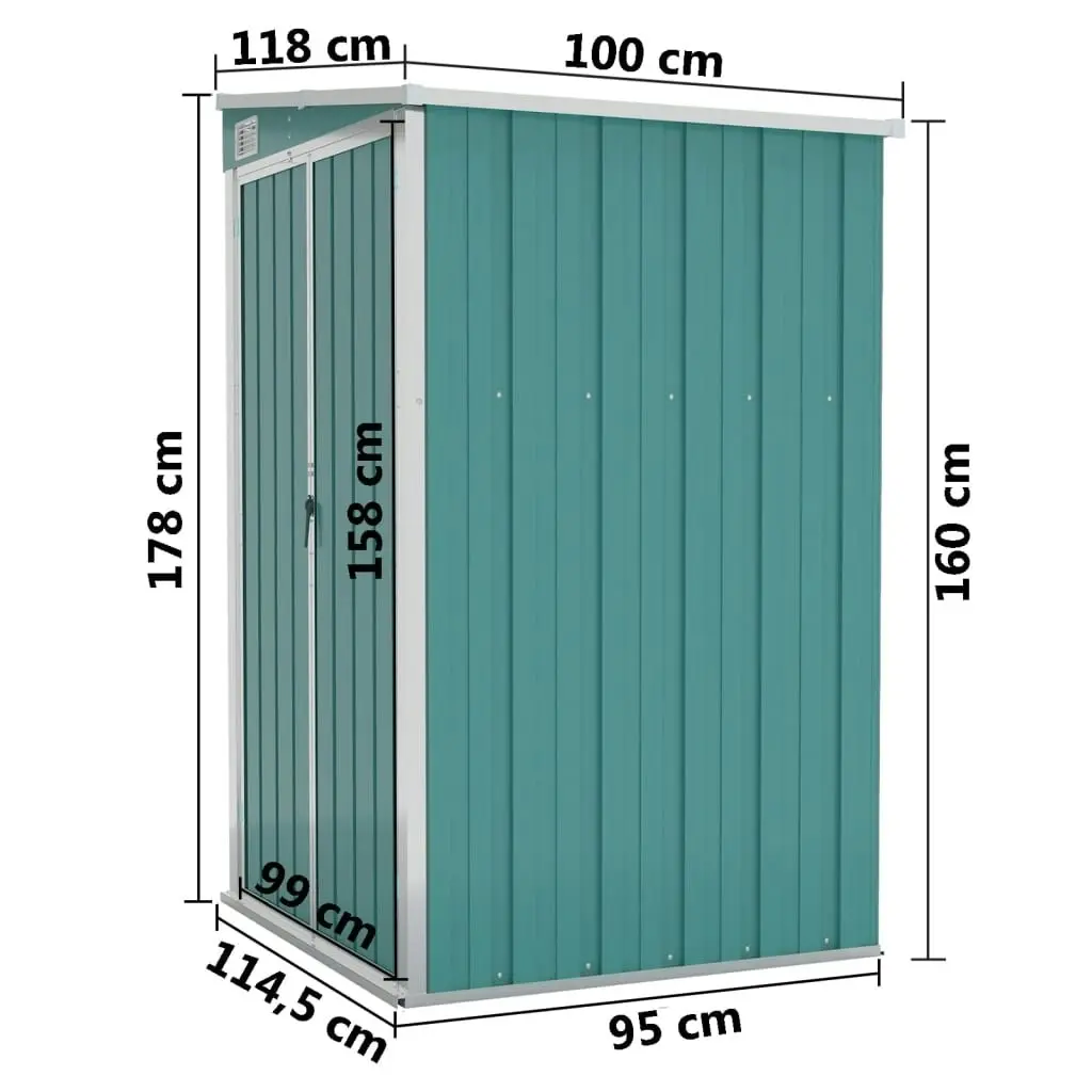 Wall-mounted Garden Shed Green 118x100x178 cm Galvanised Steel 316217