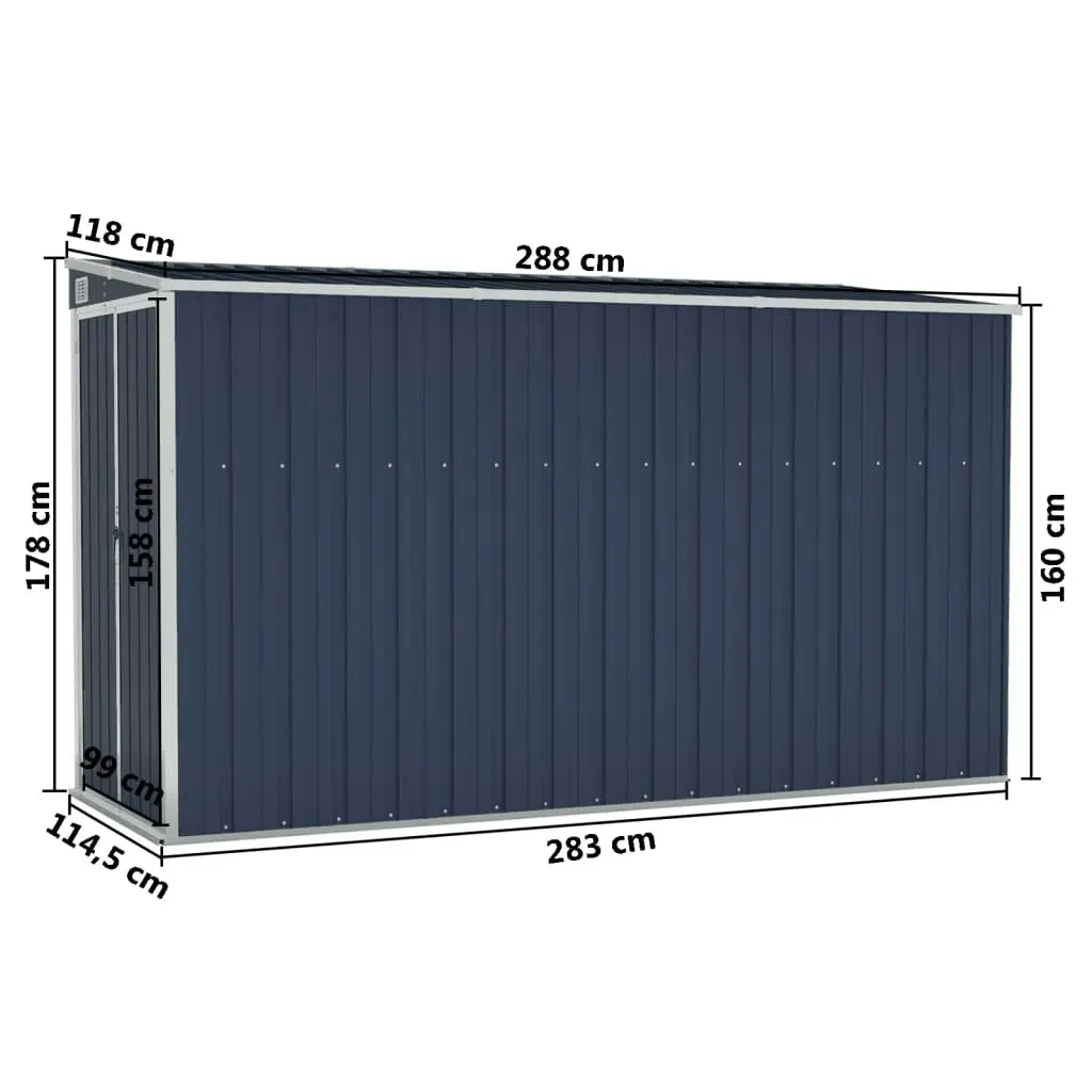 Wall-mounted Garden Shed Anthracite 118x288x178 cm Steel 316227