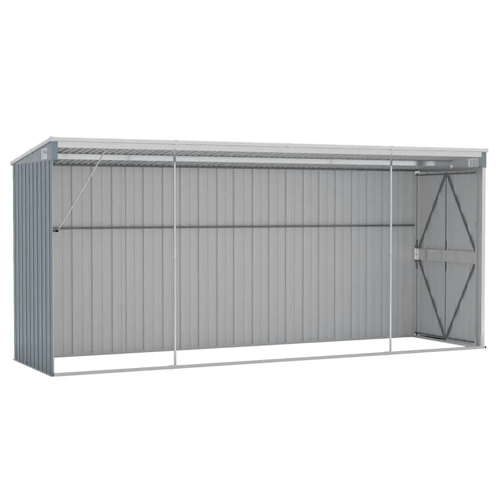 Wall-mounted Garden Shed Grey 118x382x178 cm Galvanised Steel 316230