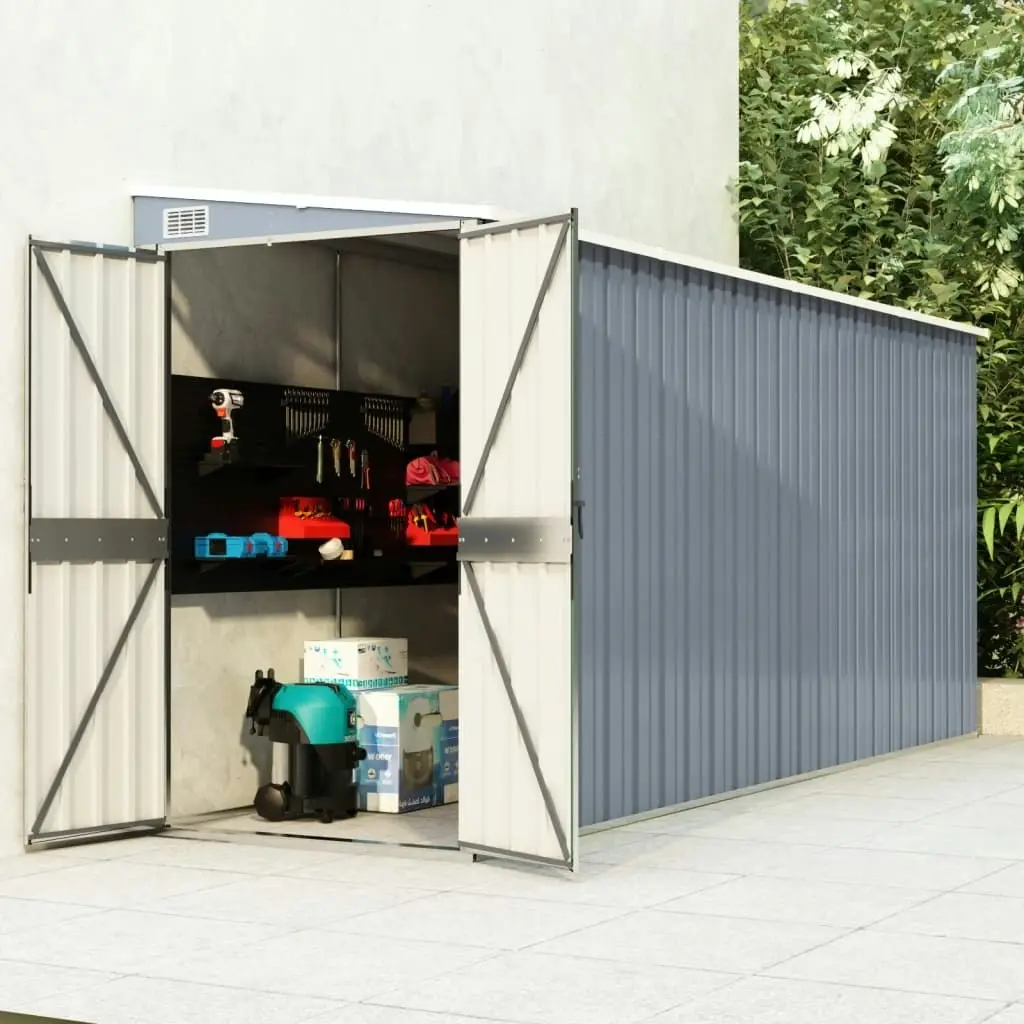 Wall-mounted Garden Shed Grey 118x382x178 cm Galvanised Steel 316230