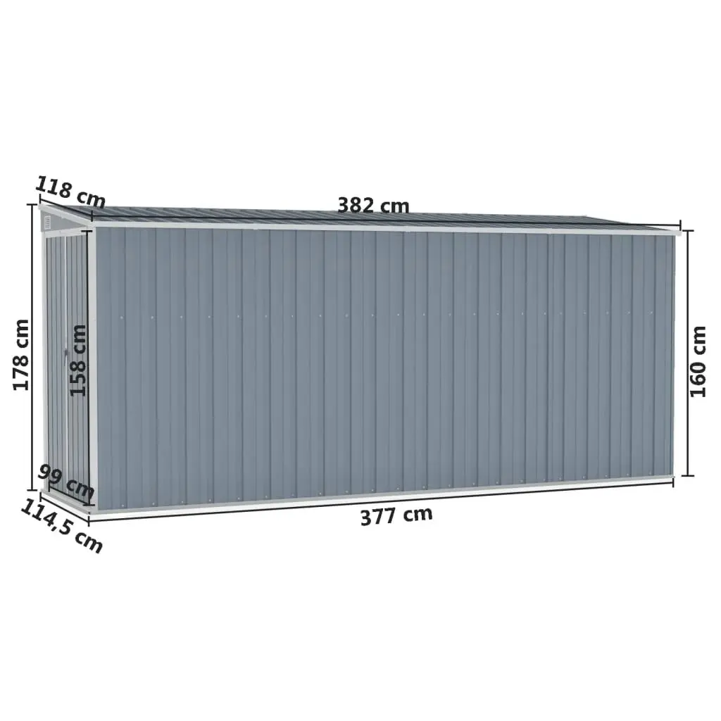 Wall-mounted Garden Shed Grey 118x382x178 cm Galvanised Steel 316230