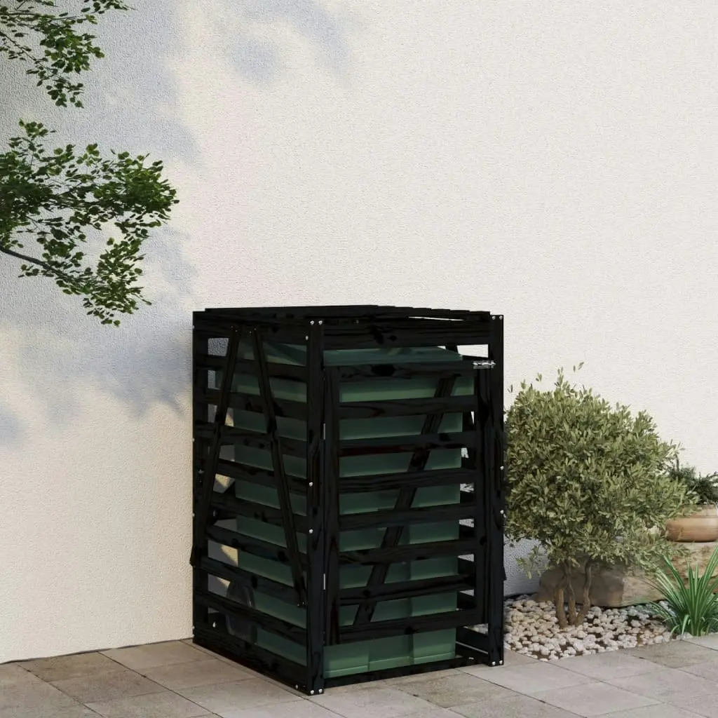 Wheelie Bin Storage Black 84x90x128.5 cm Solid Wood Pine 825104