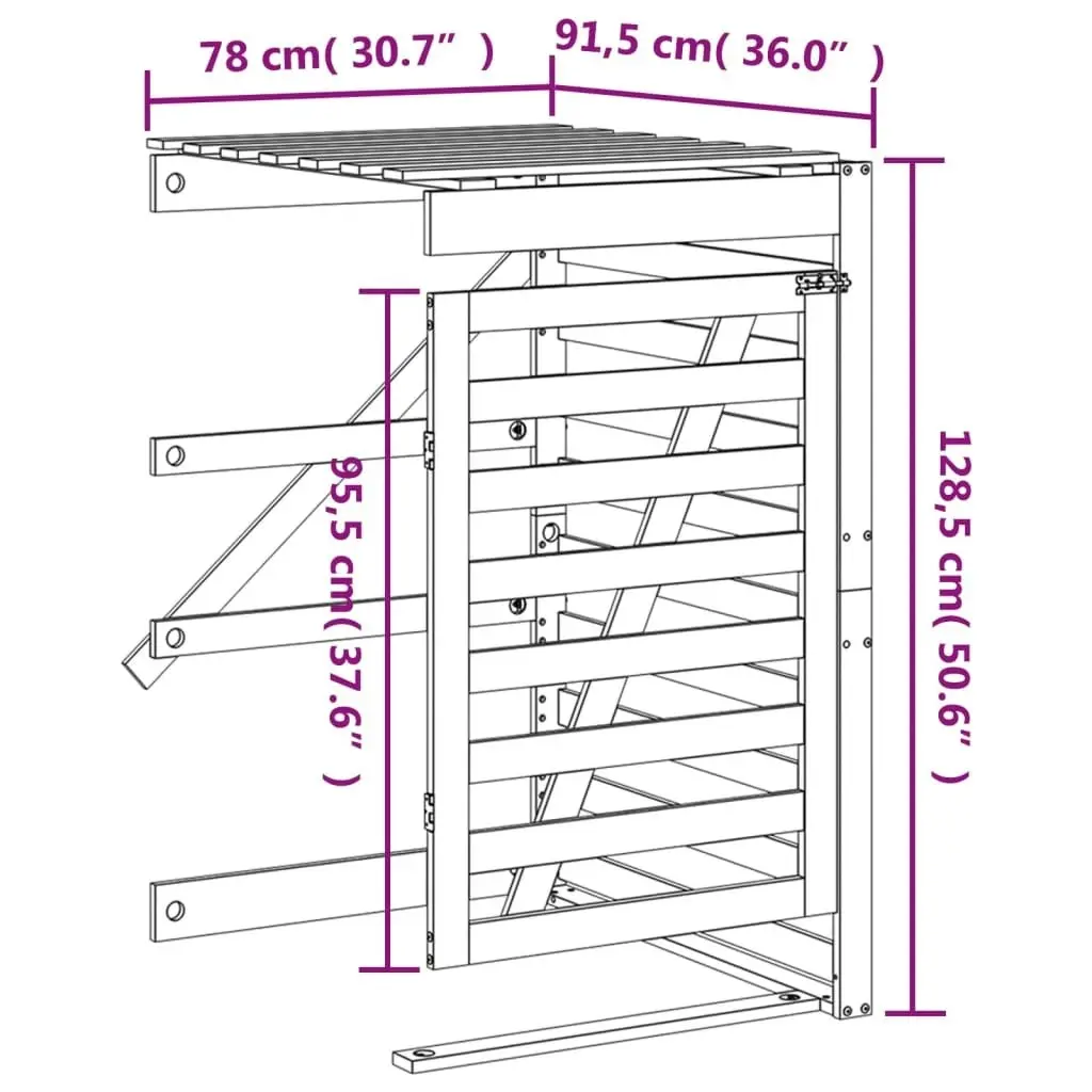 Wheelie Bin Storage Extension Solid Wood Pine 825107