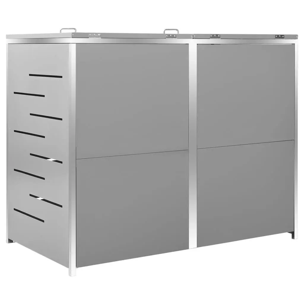 Double Wheelie Bin Shed 138x77.5x112.5 cm Stainless Steel 149559