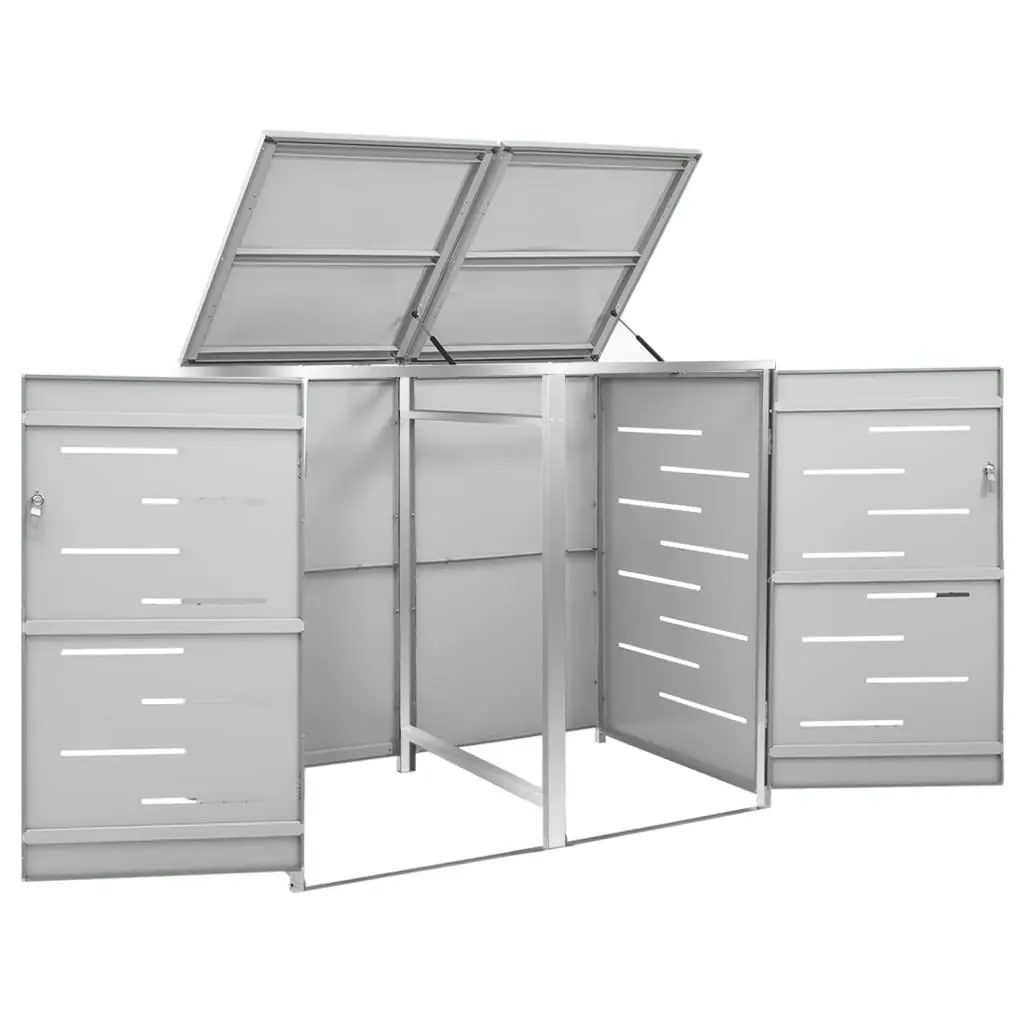 Double Wheelie Bin Shed 138x77.5x112.5 cm Stainless Steel 149559