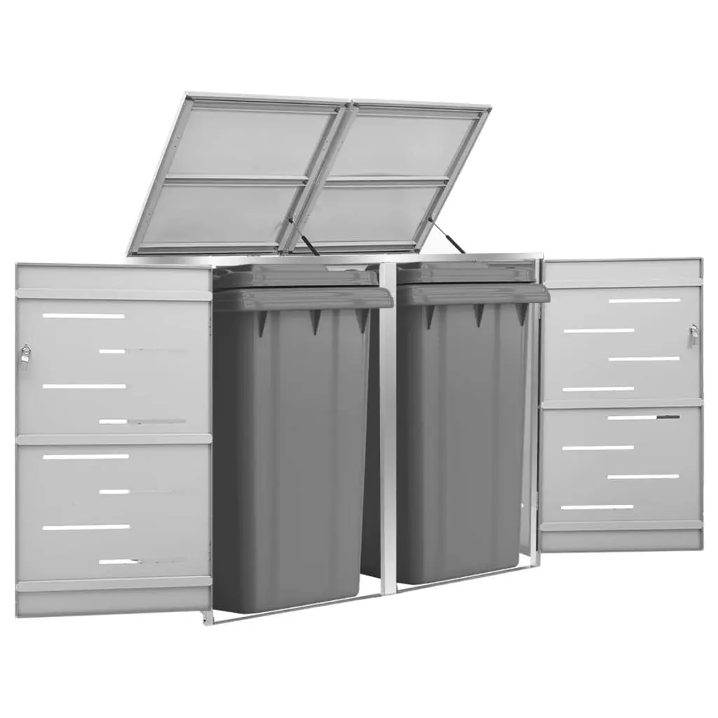 Double Wheelie Bin Shed 138x77.5x112.5 cm Stainless Steel 149559