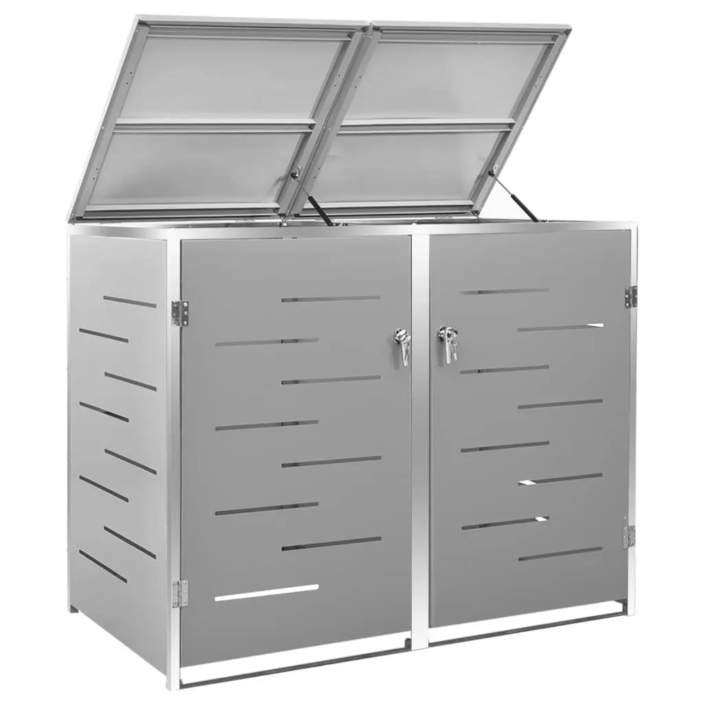 Double Wheelie Bin Shed 138x77.5x112.5 cm Stainless Steel 149559