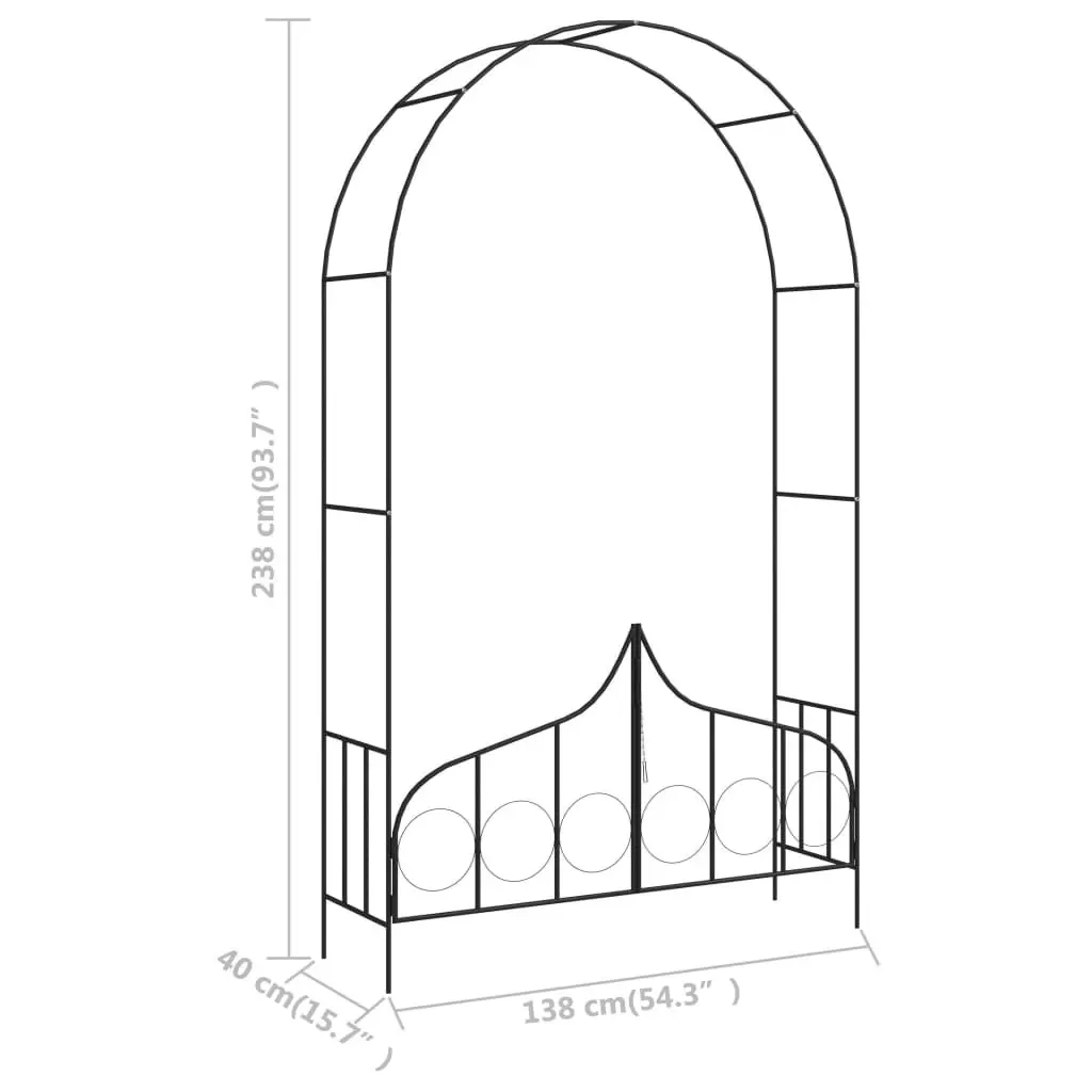 Garden Arch with Gate Black 138x40x238 cm Iron 47092