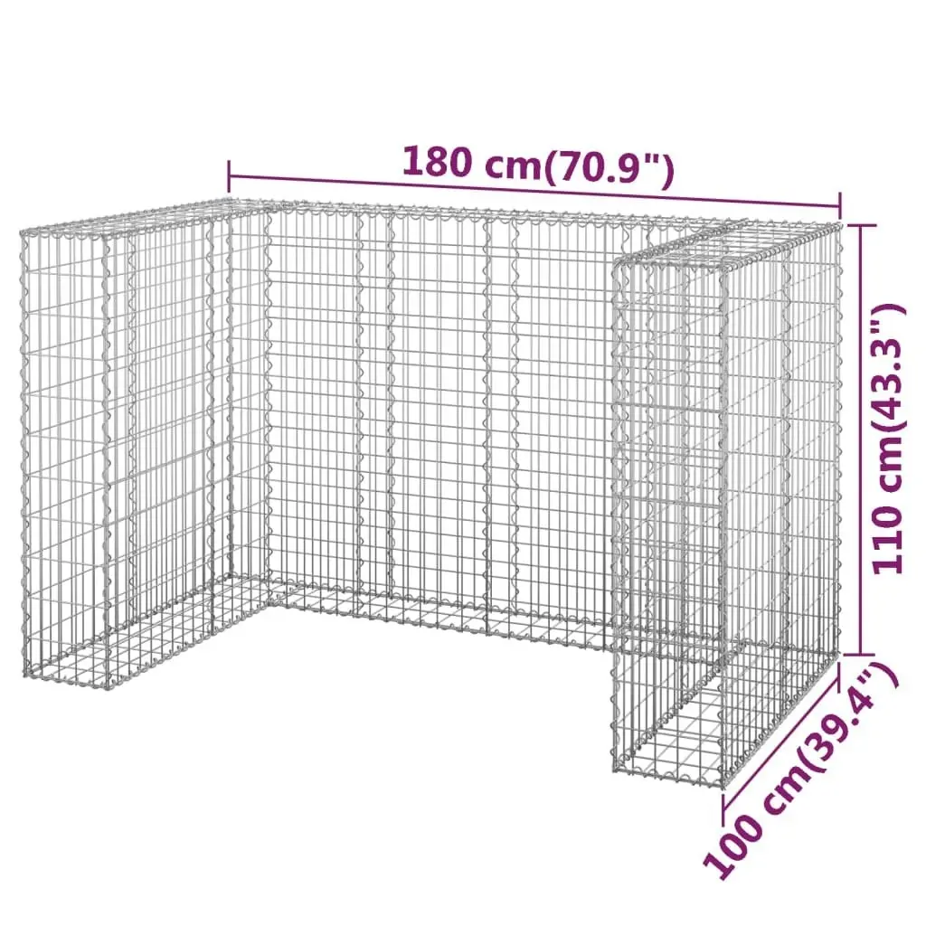 Gabion Wall for Garbage Bins Galvanised Steel 180x100x110 cm 151299