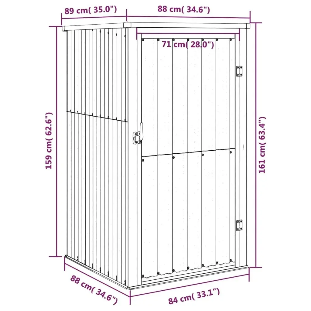 Garden Tool Shed Brown 88x89x161 cm Galvanised Steel 316208