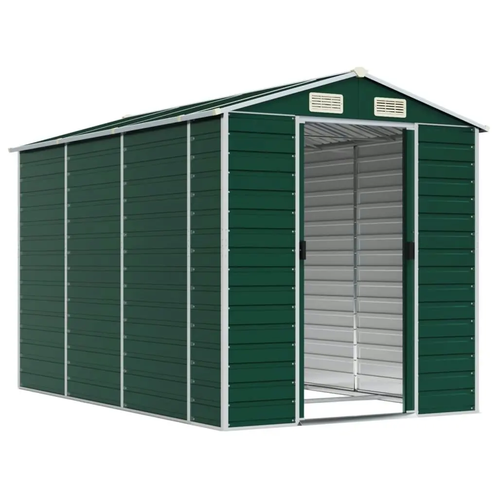 Garden Shed Green 191x300x198 cm Galvanised Steel 3188233