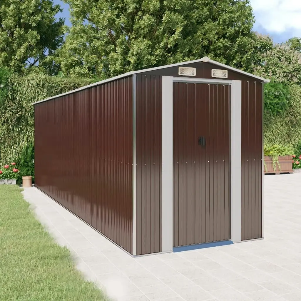 Garden Shed Dark Brown 192x606x223 cm Galvanised Steel 3147465