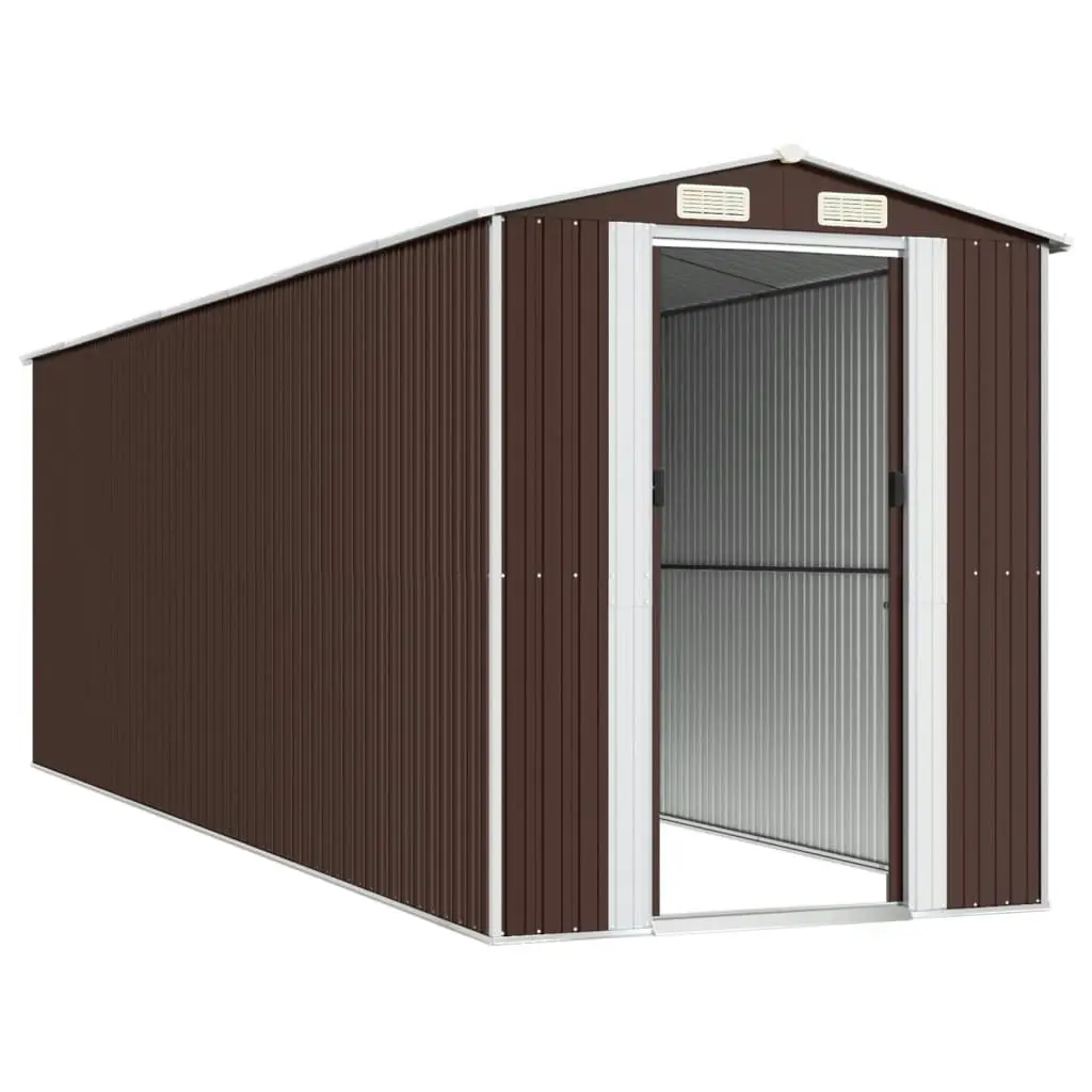 Garden Shed Dark Brown 192x606x223 cm Galvanised Steel 3147465