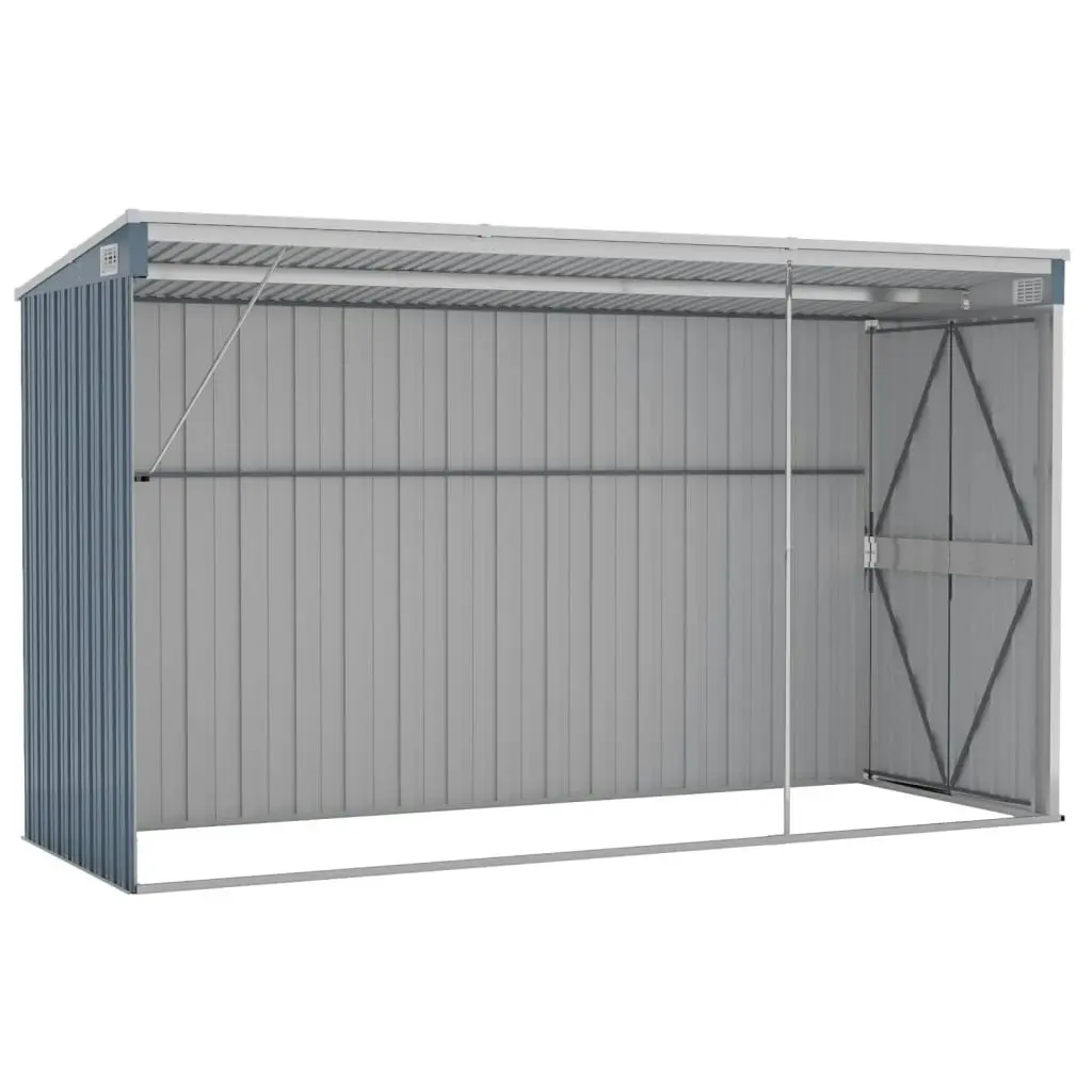 Wall-mounted Garden Shed Grey 118x288x178 cm Galvanised Steel 316226