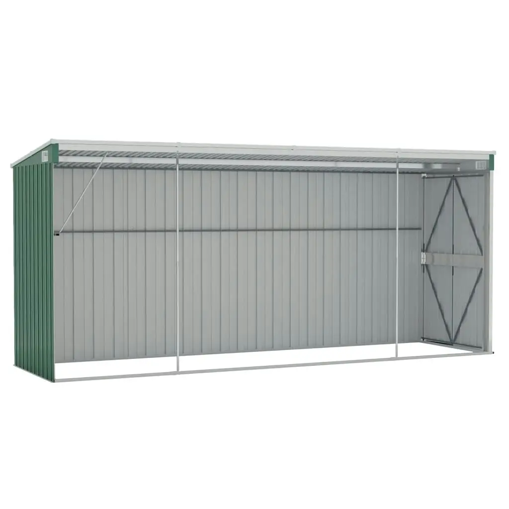 Wall-mounted Garden Shed Green 118x382x178 cm Galvanised Steel 316229