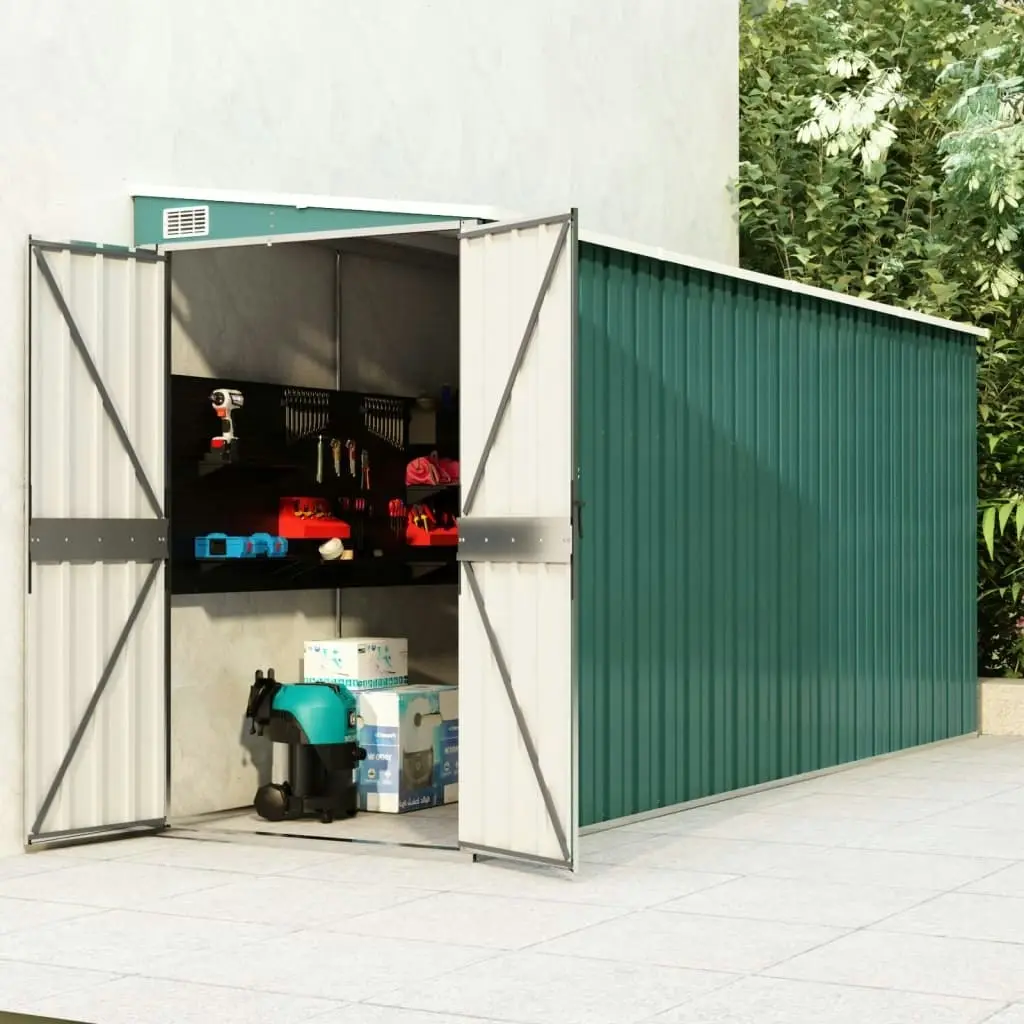 Wall-mounted Garden Shed Green 118x382x178 cm Galvanised Steel 316229