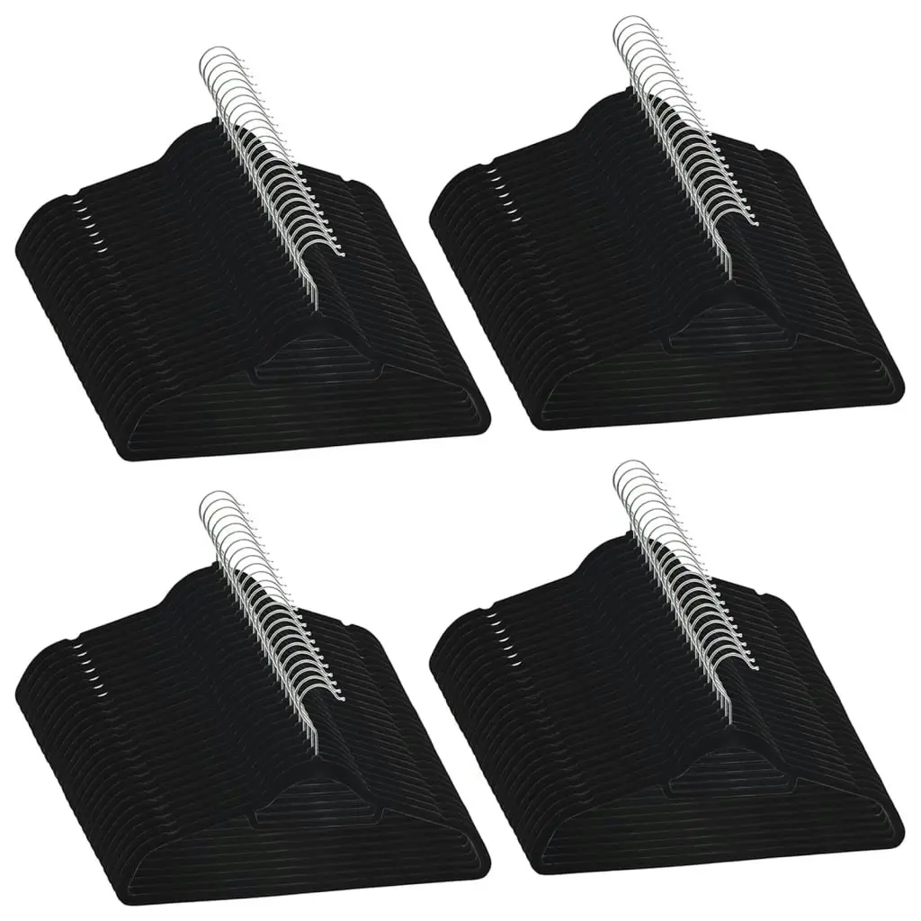 100 pcs Clothes Hanger Set Anti-slip Black Velvet 289922