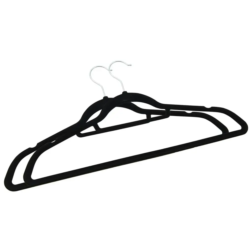 100 pcs Clothes Hanger Set Anti-slip Black Velvet 289922