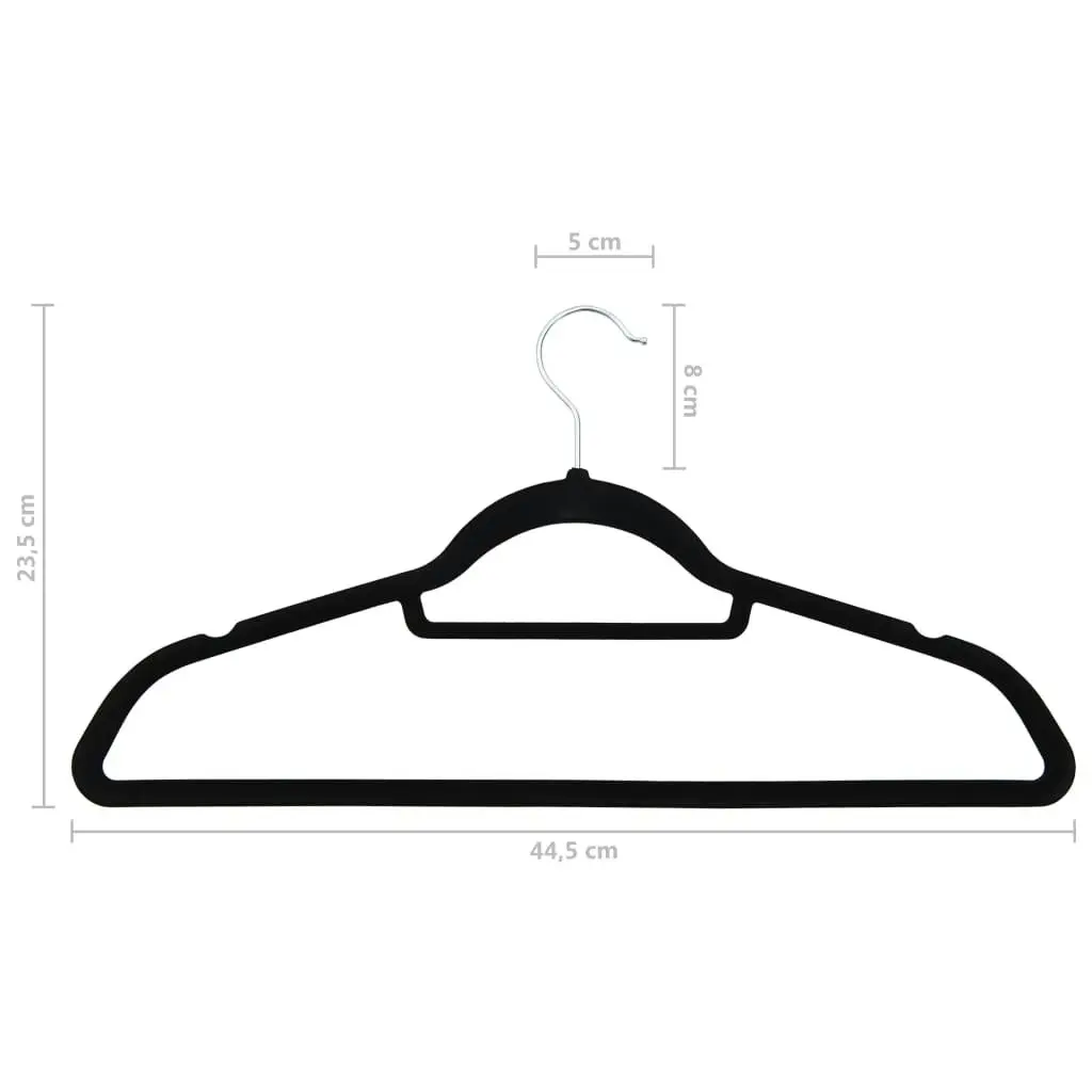 100 pcs Clothes Hanger Set Anti-slip Black Velvet 289922