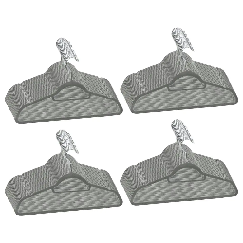 100 pcs Clothes Hanger Set Anti-slip Grey Velvet 289919