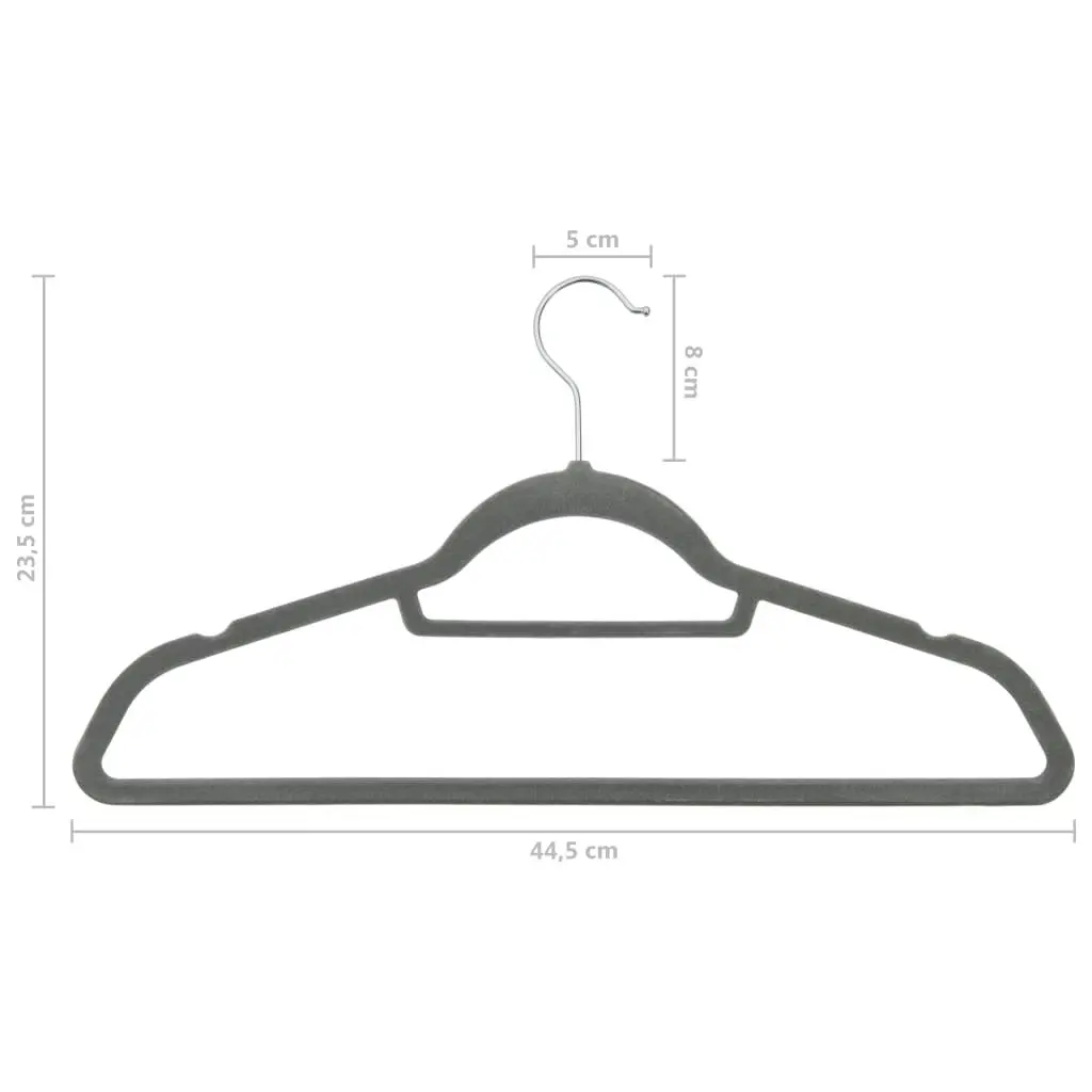 100 pcs Clothes Hanger Set Anti-slip Grey Velvet 289919