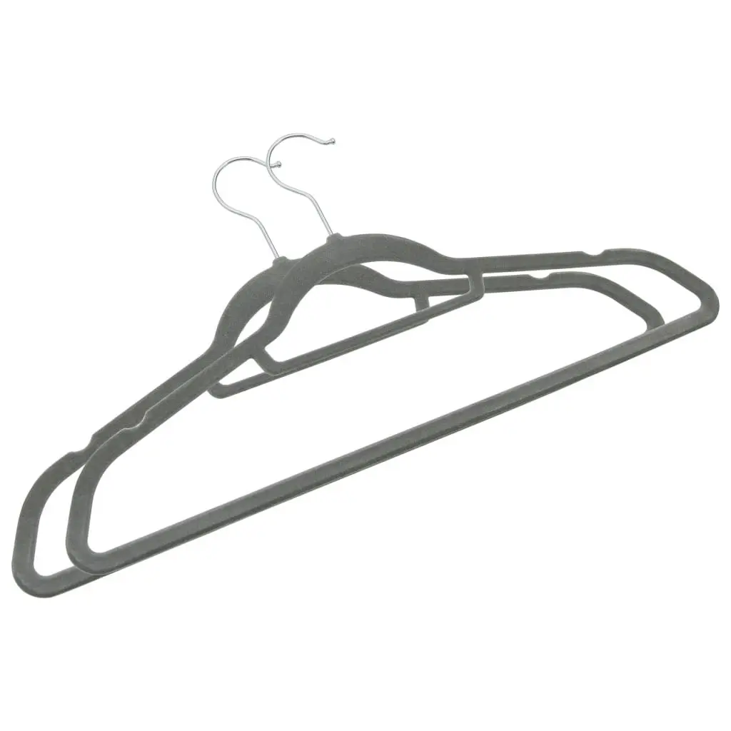 100 pcs Clothes Hanger Set Anti-slip Grey Velvet 289919