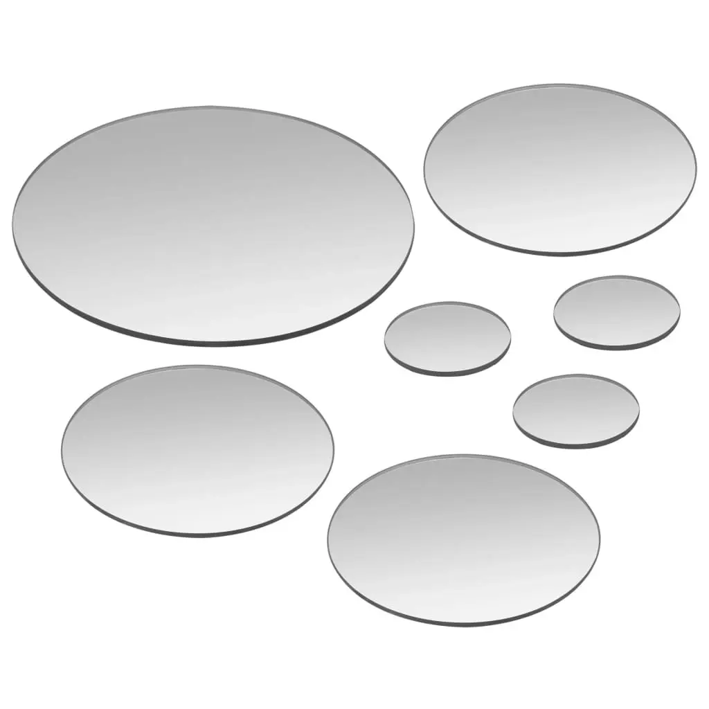 7 Piece Wall Mirror Set Round Glass 245692