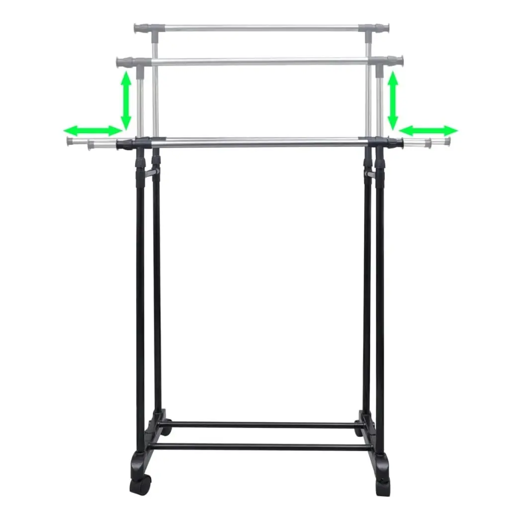 Adjustable Clothes Rack with 2 Hanging Rails 2 pcs 270182