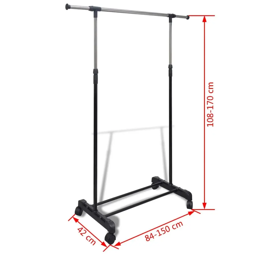 Adjustable Clothes Rack 4 Castors 1 Hanging Rail 50259