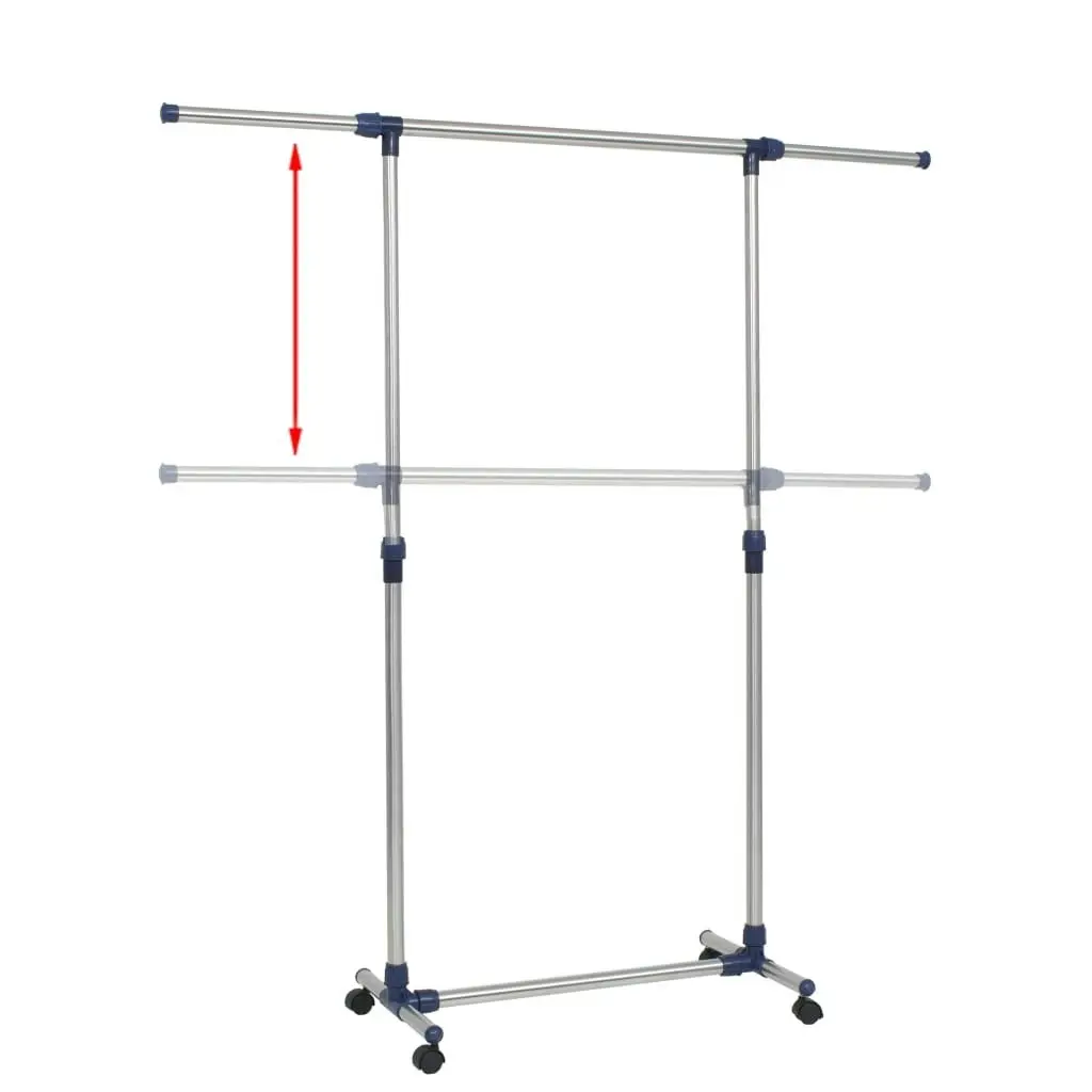 Adjustable Clothes Rack Stainless Steel 165x44x150 cm Silver 245625