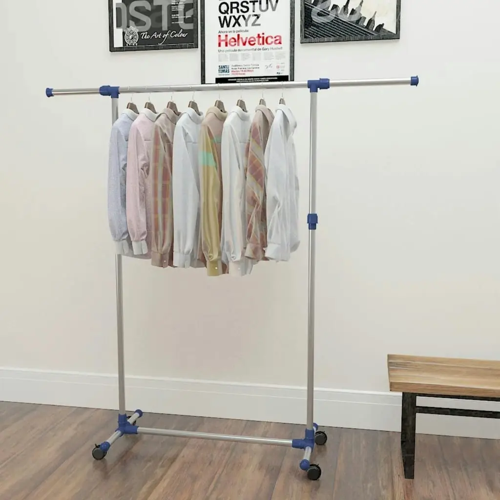 Adjustable Clothes Rack Stainless Steel 165x44x150 cm Silver 245625