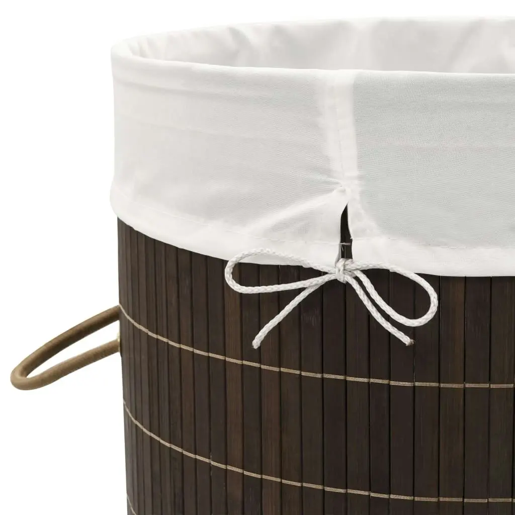 Bamboo Laundry Bin Round Dark Brown 242724