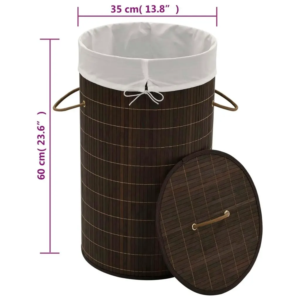 Bamboo Laundry Bin Round Dark Brown 242724